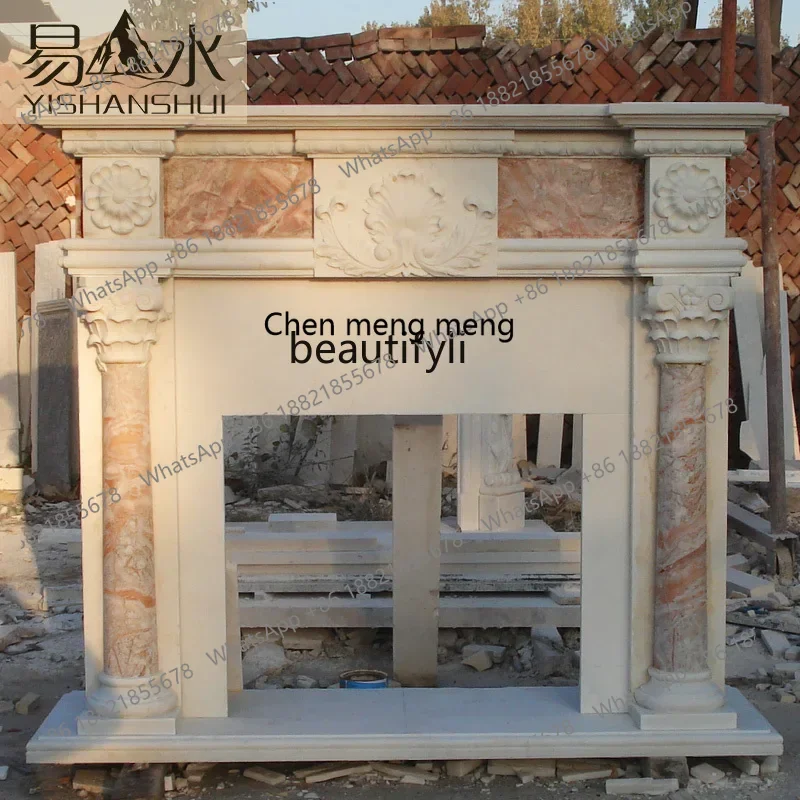 D178 Marble fireplace color matching carved small pillar fireplace rack simulation fire heating decorative cabinet