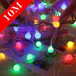 1.5m/3m/6m/10m LED Ball String Lights Christmas Garland Battery USB Powered Wedding Party Curtain String Fairy Lamps for Home