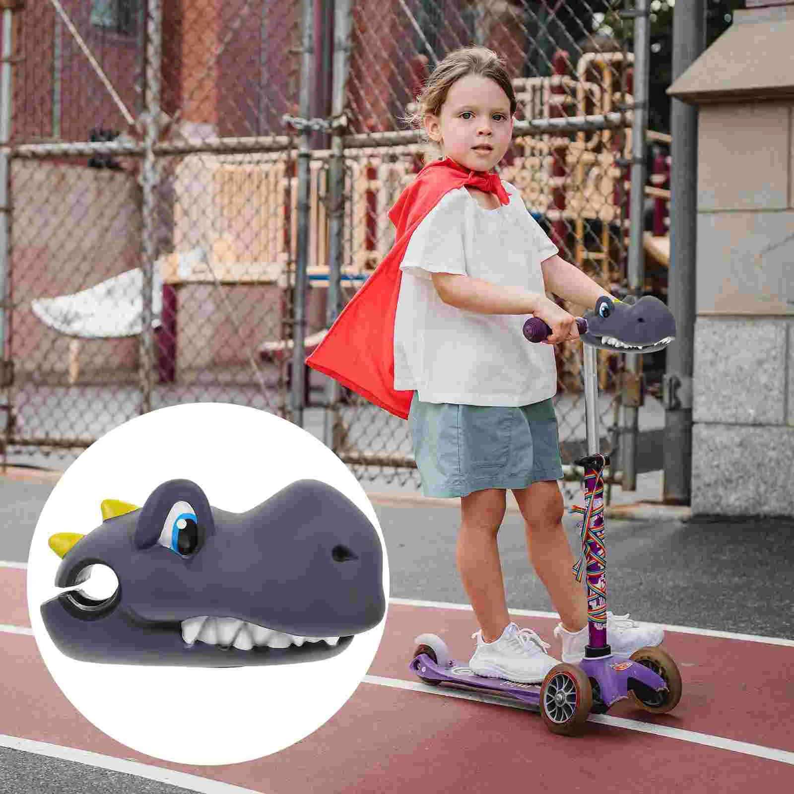 

Handlebar Decoration Electric Scooter for Kids Supply Dinosaur Head Cartoon Silica Gel Bike Balance Part Toddler Dinosaurs