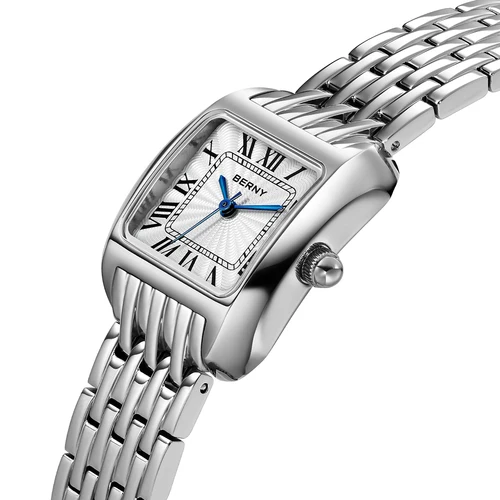 Imagen 2 del producto Reloj BERNY de marca de lujo para mujer, nuevo en alta calidad, relojes cuadrados S/S de cuarzo para mujer, reloj de pulsera elegante de negocios a la moda