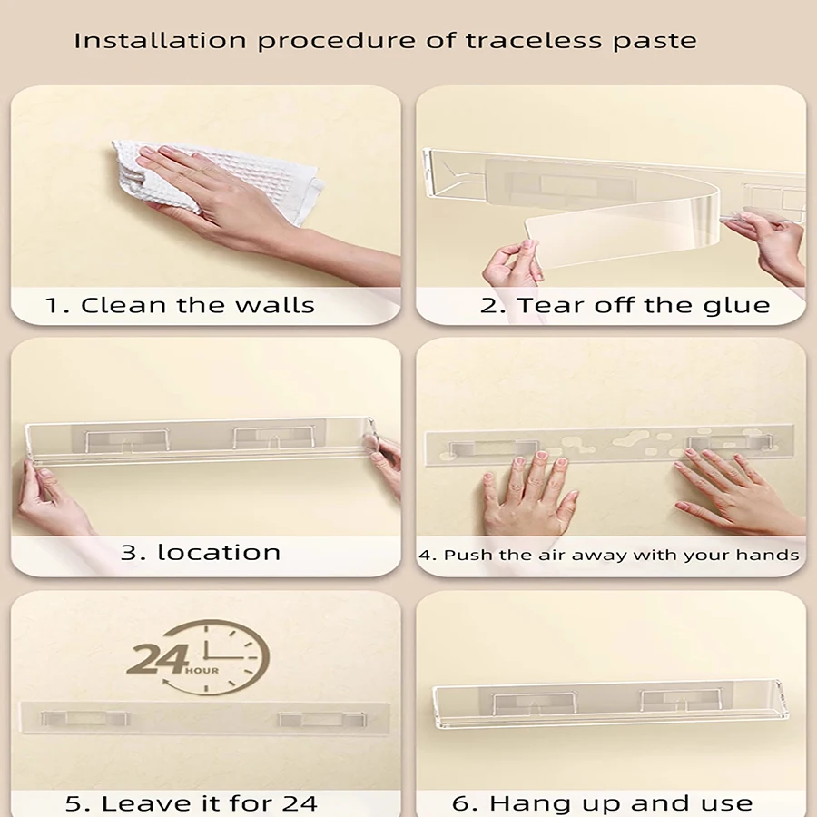 1pc Clear Acrylic Nail Polish Display Rack With Traceless Wall Mount, Contemporary Style Cosmetic Organizer For Salon