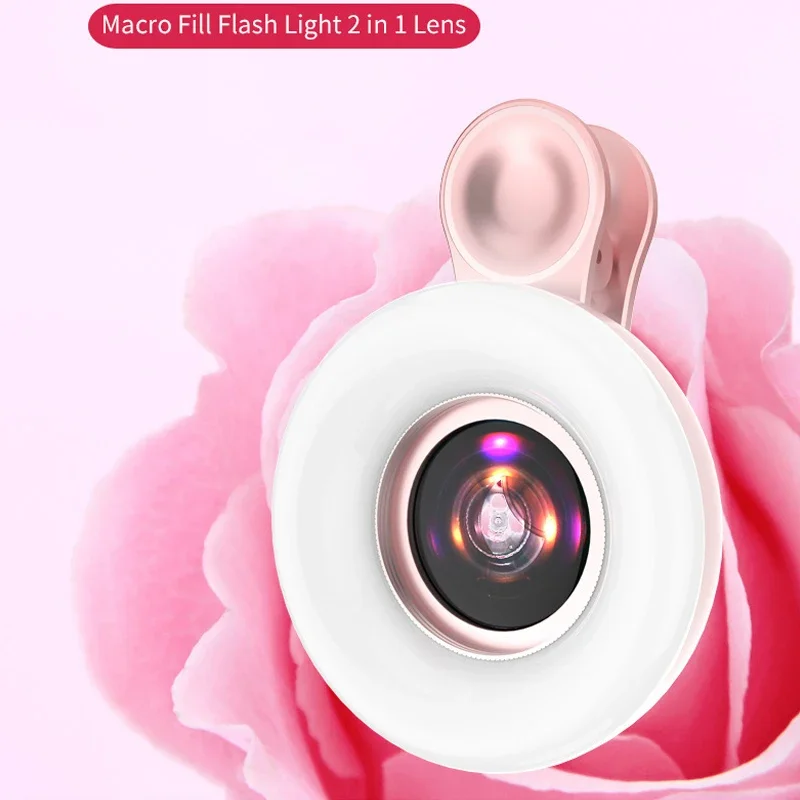 15x Phone Macro Lens Pro Lens Kit for IPhone and Android Macro Lens with LED Light Shooting Eyelash Manicure Contact Makeup