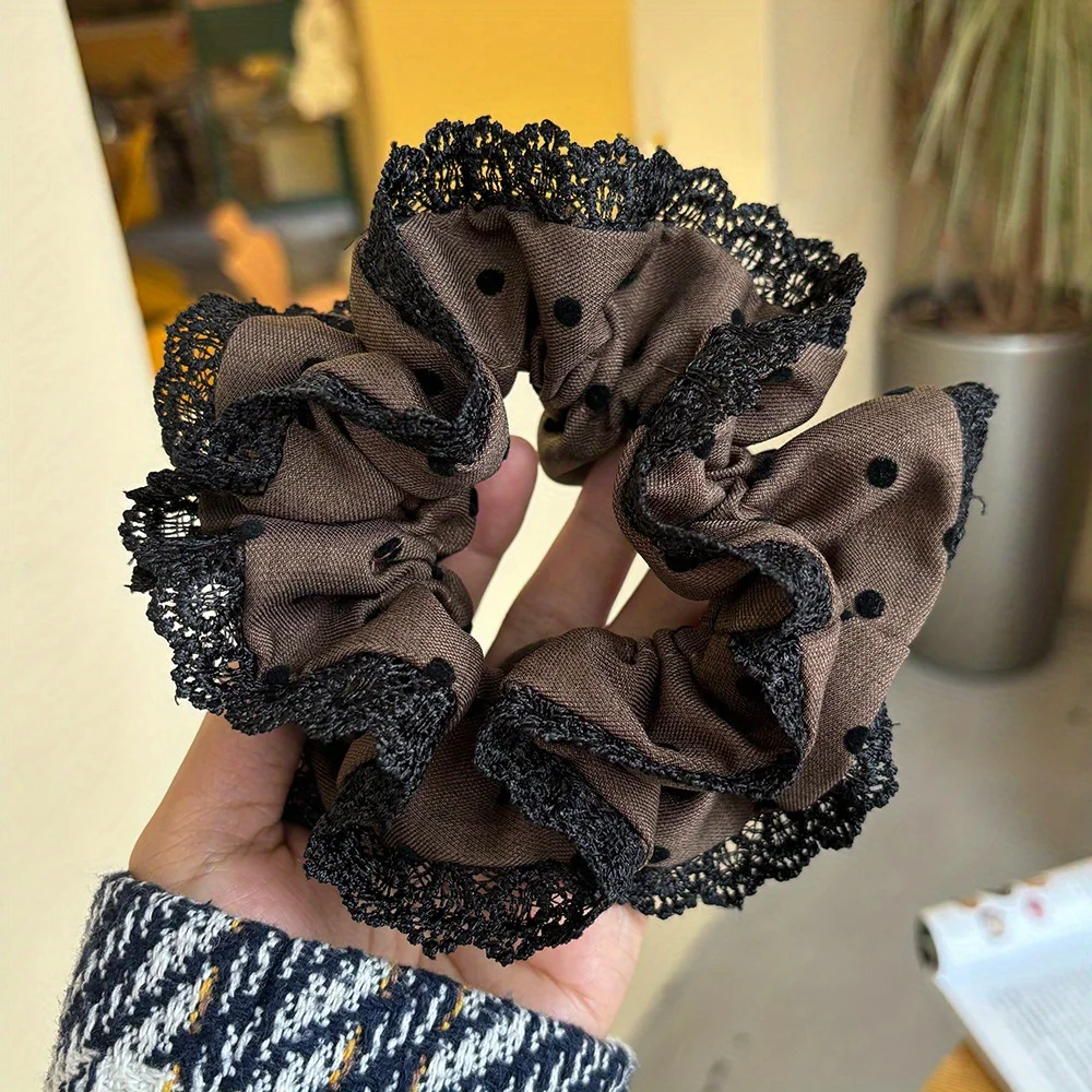 Elegant Lace Hair Tie Scrunchie with Decorative Edging Simple Sweet Design Versatile Ponytail Holder for Women Girls Accessories