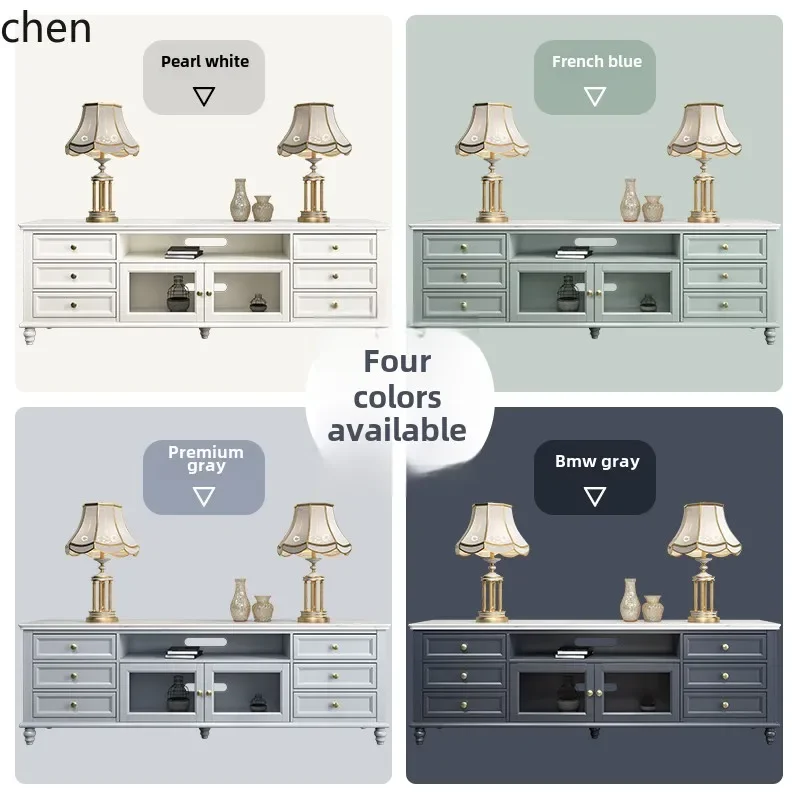 

YFY marble green TV cabinet combination rural solid wood light luxury living room low cabinet