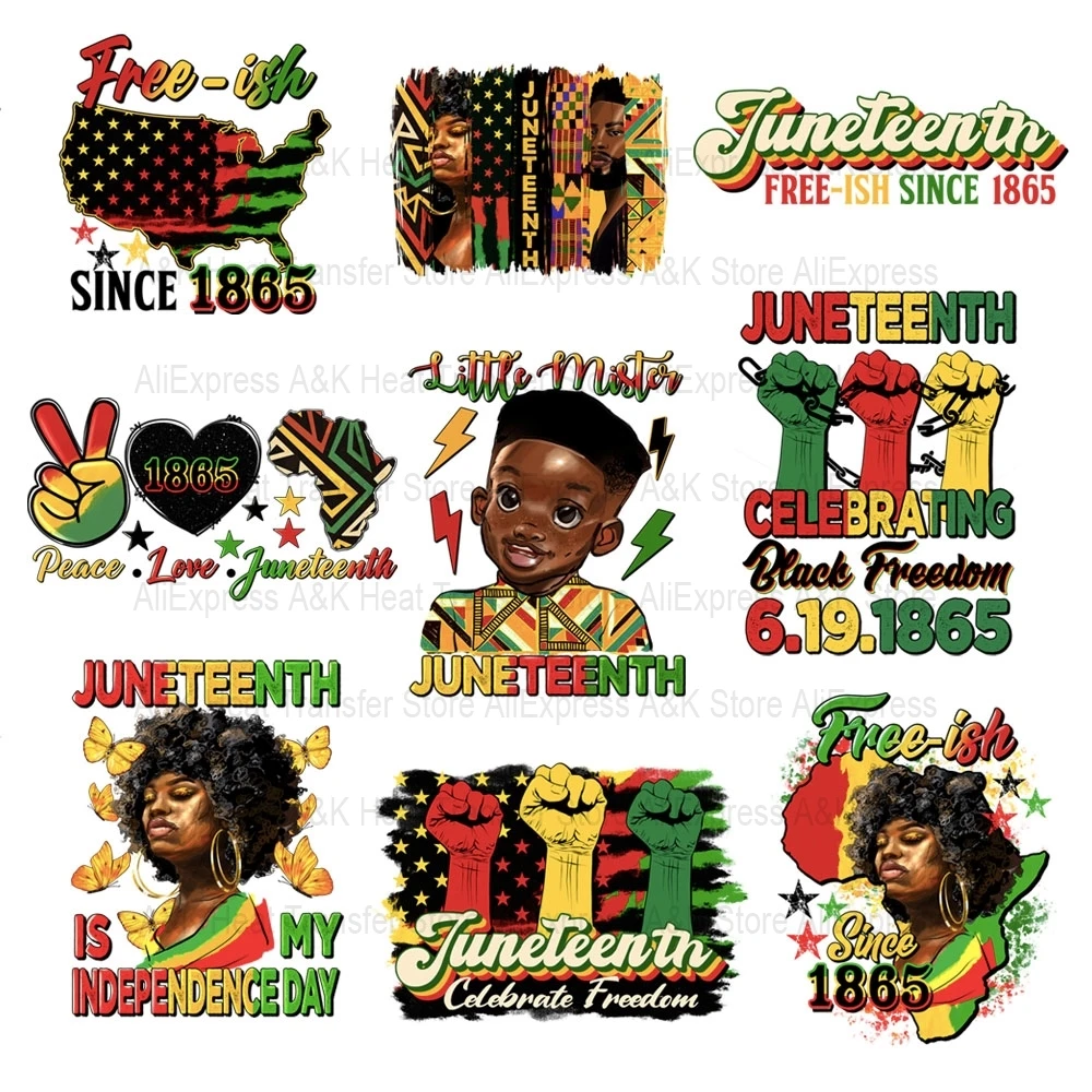 

Juneteenth 1865 Design Decals Stickers thermoadhesive patches Iron-on transfers for clothing Black History Appliques on clothes
