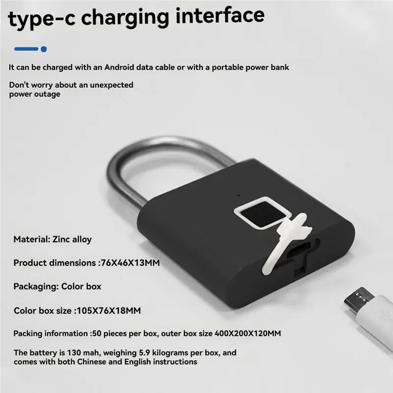 GROCE-Fingerprint Padlock Electronic Door Lock Keyless APP Control Waterproof Anti-Theft Smart Locks