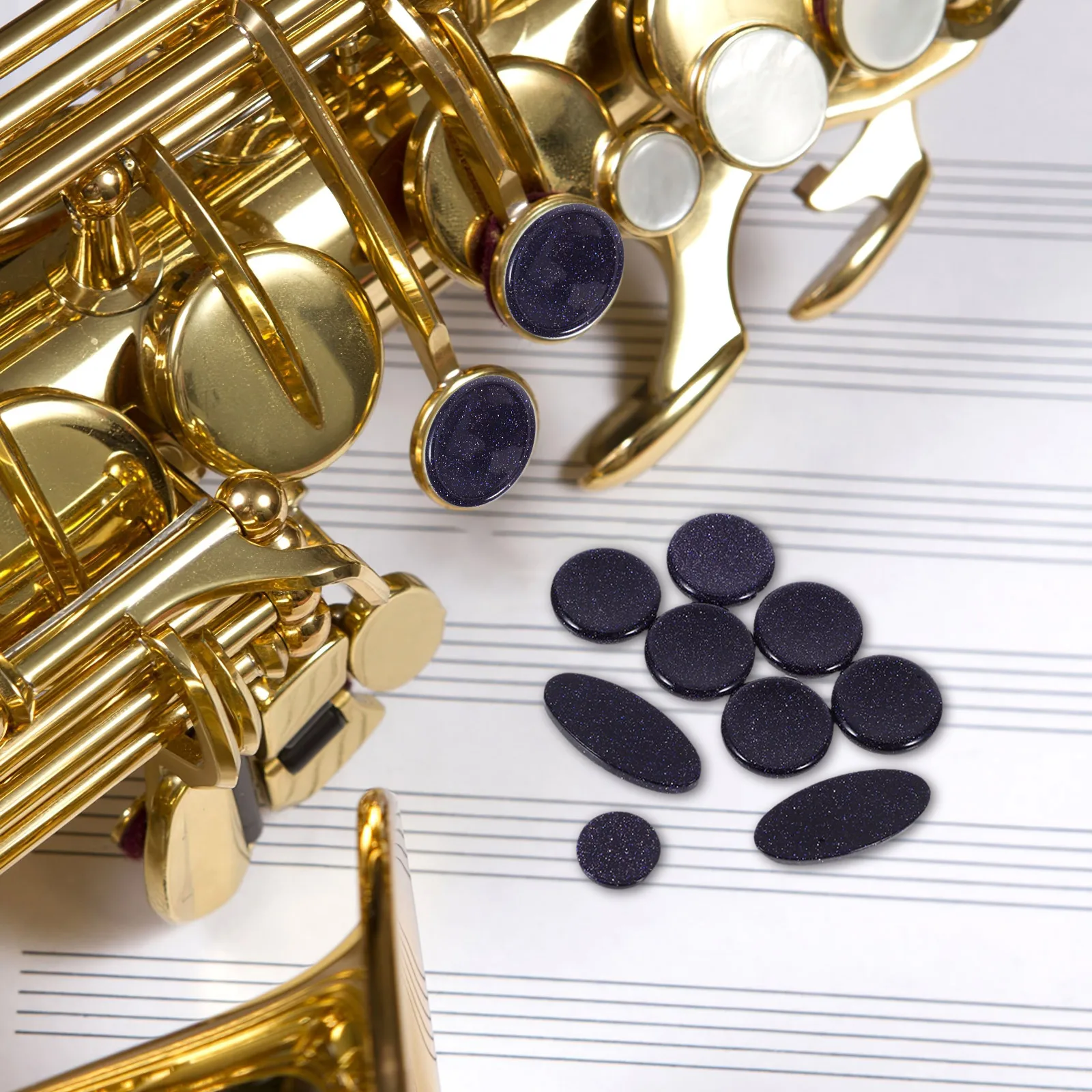 

9pcs Saxophone Key Button Replacement Shell Material Lightweight Glossy Bright Color for Alto Tenor Soprano Accessories Parts