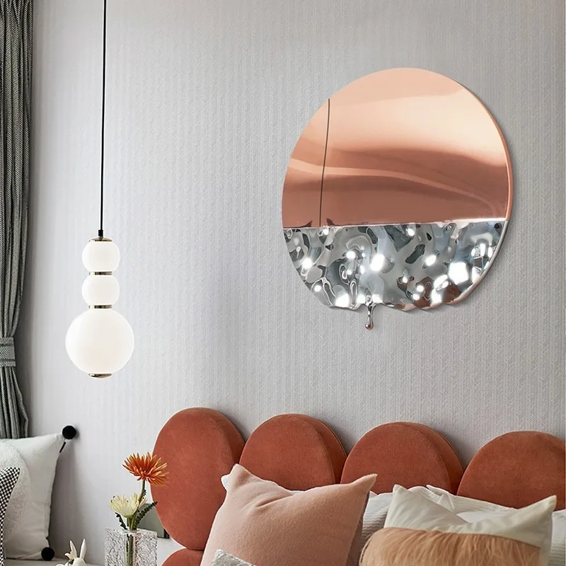 Modern light luxury stainless steel background wall decoration, creative living room wall decoration for villa hotel  rooms