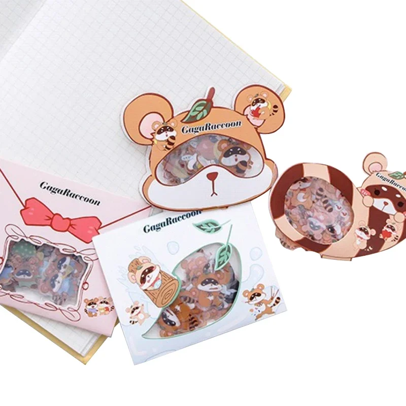 50pcs/pack Kawaii Raccoon PVC sticker Planner  DIY Scrapbooking Diary Decoration Notebook Ablums Sticker Gifts for Kids