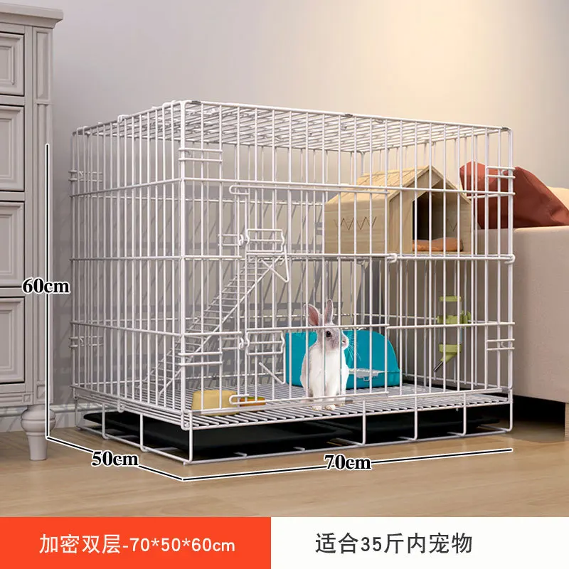 70x50x60cm Folding Metal Wire Rabbit Cage 2 Layer Small Pet Habitat Playpen Guinea Pigs Bunny Hamster Cage with Tray