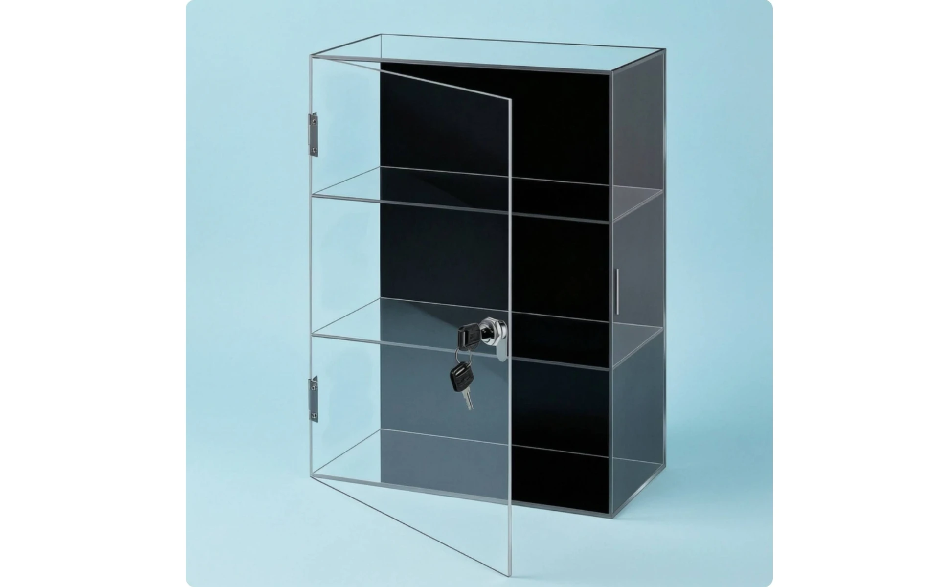 Lockable Acrylic Display Case 3-Tier Acrylic Display Case with Lock No Assembly Required Freestanding for Collectors, Countertop
