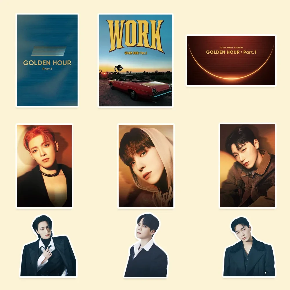 Ateez Idol New Album Golden Hour Waterproof Sticker Decoration Notebook Photo Sticker Jongho Mingi Yunho Yeosang Fans Gifts