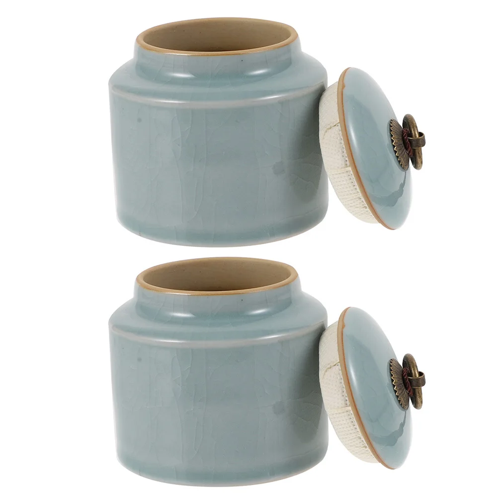 

2Pcs Ceramic Storage Jars Airtight Containers for Home Kitchen Food Tea Storage Canisters Food Containers