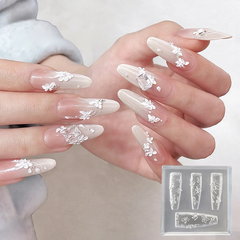 3D Flowers Nail Mold DIY Silicone Nail Tools Floral Petal Nail Design Resin Molds Nail Art Carving Template Manicure Design