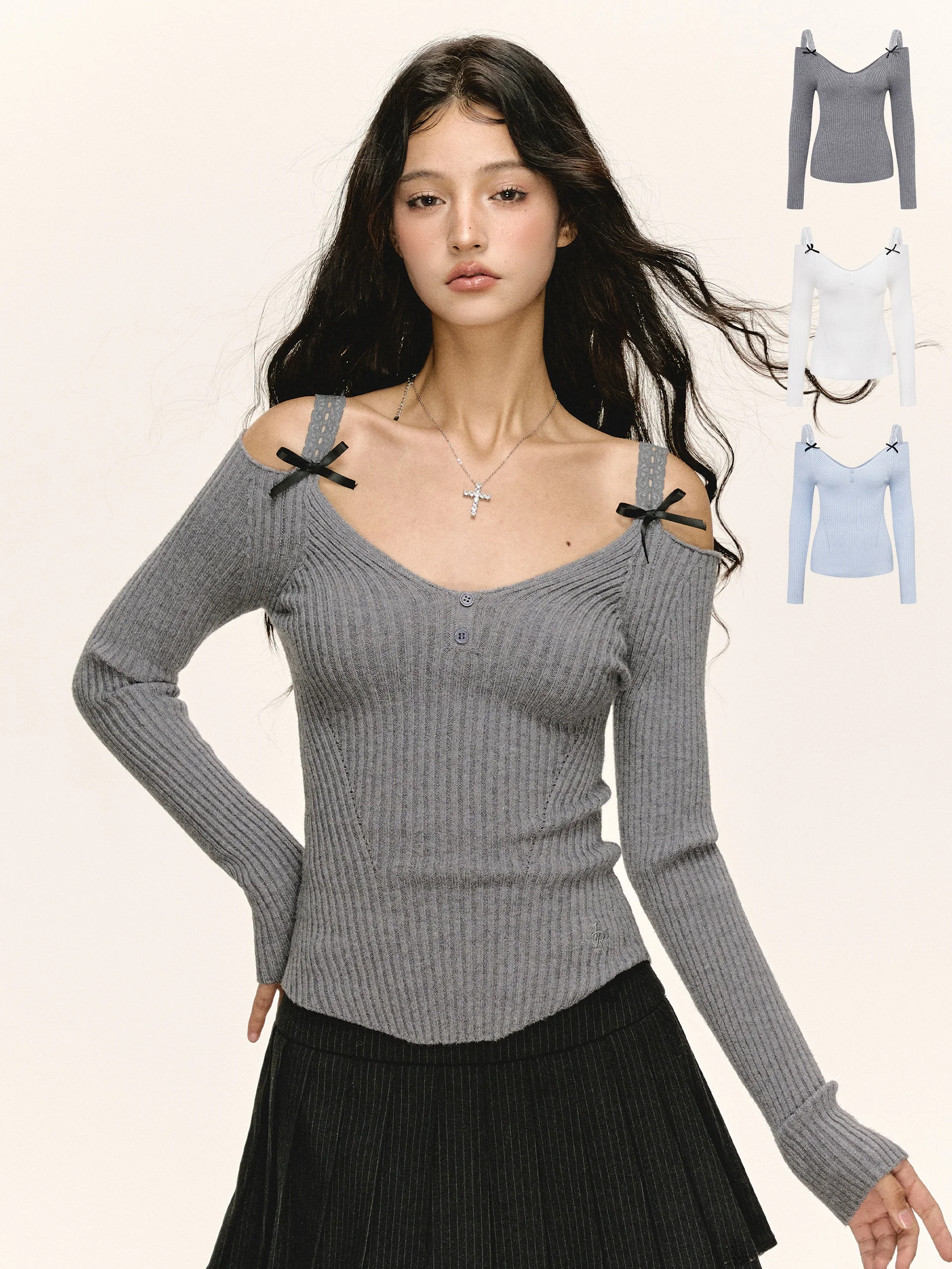 

Ariseism American Retro Knitted Sweater Women's Slim Fit Trendy Top Street Sle een Fiber Polyester Nylon Long Sve V-Ne