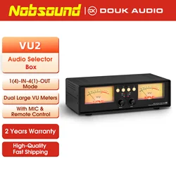 Nobsound MIC+LINE Analog Dual VU Meter Sound Level DB Panel Display 4-way Audio Splitter Switcher Box Music Spectrum Visualizer