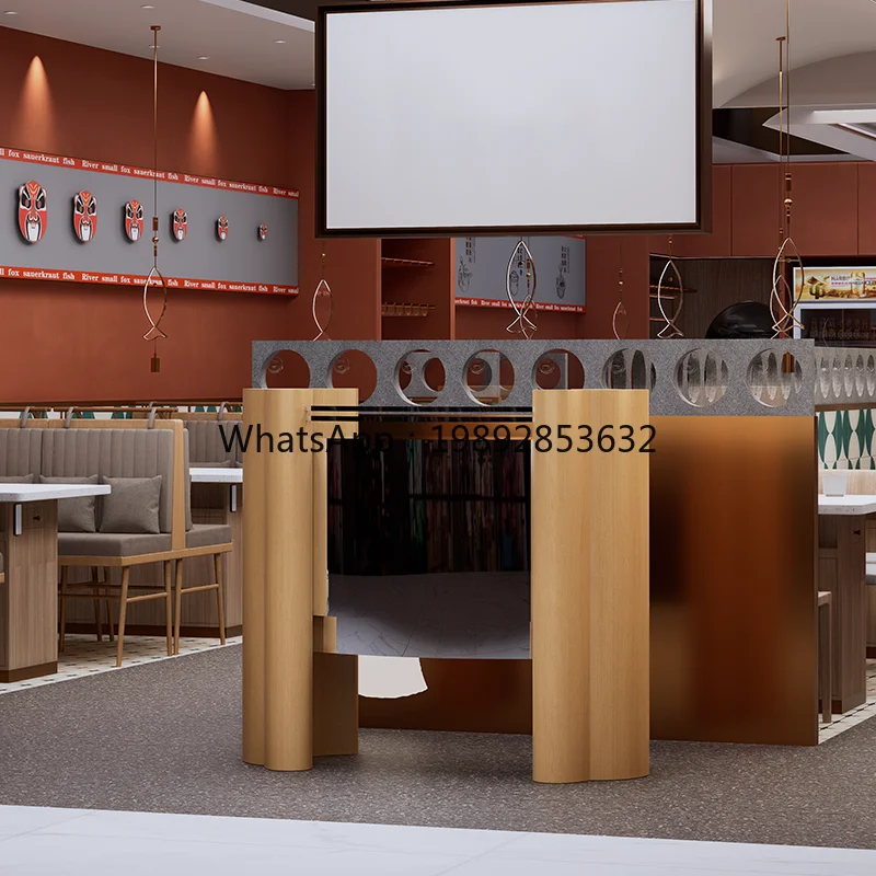 YFY Reception   Simple Modern Company Front  Restaurant Island  Stainless Steel Cashier  Guide