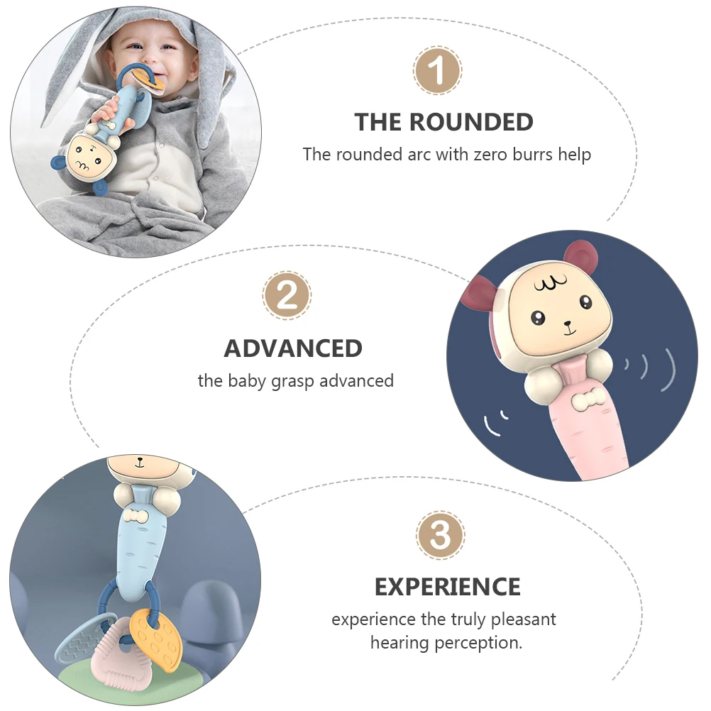 

Baby Teether Soft Rubber H bell Molar Rabbit Stick Toddler Teething Music Training Molars W Preschool Plaything
