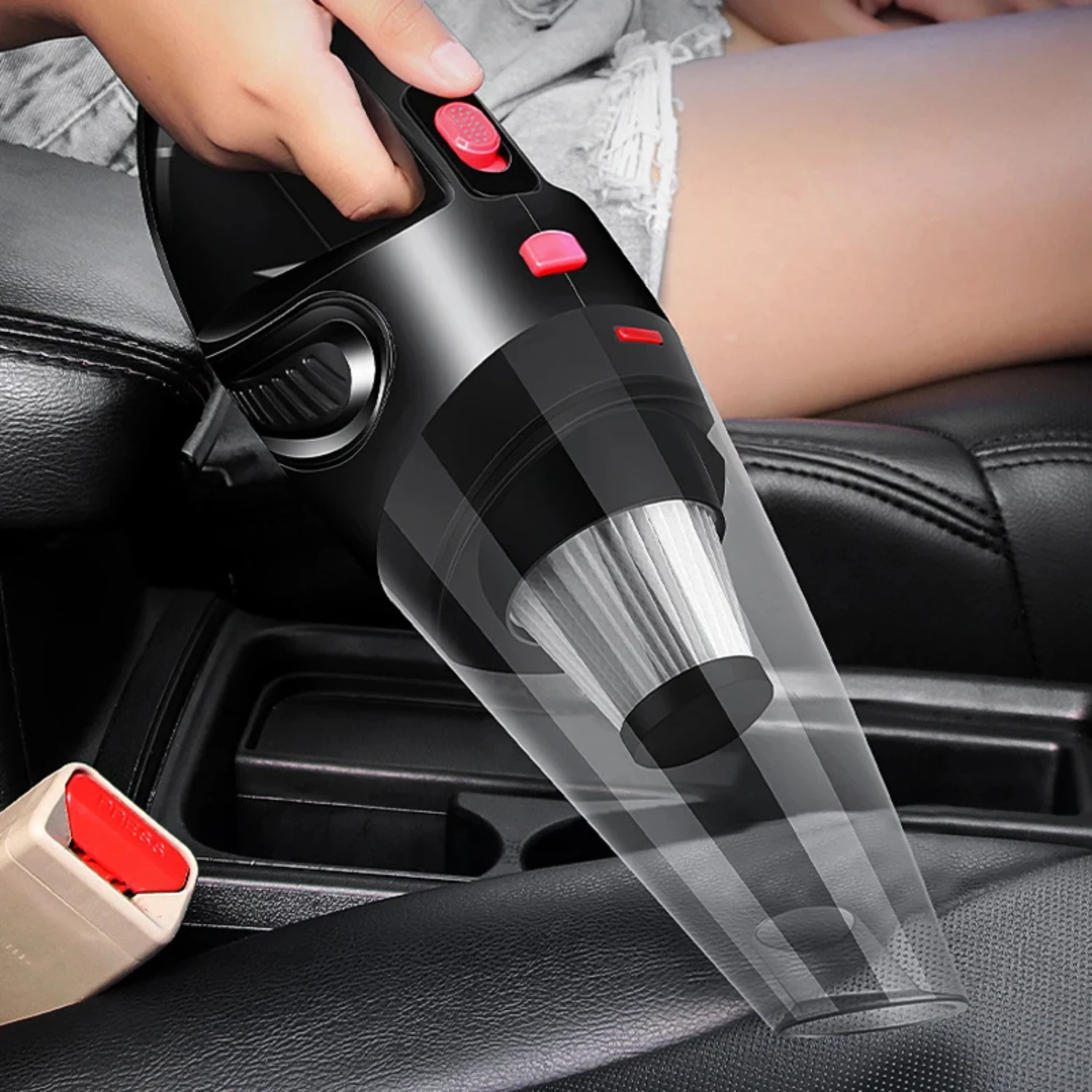 8000Pa Powerful Wireless Auto Vacuum Cleaner with Cyclone Suction and USB Charging for Car Pet Hair