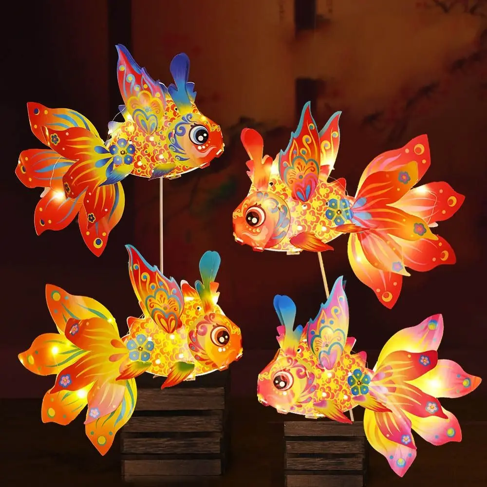 

Fish-Shaped Mid-Autumn Festival Fish Lantern With Led Light Handmade Handheld Fish Lantern Good Luck