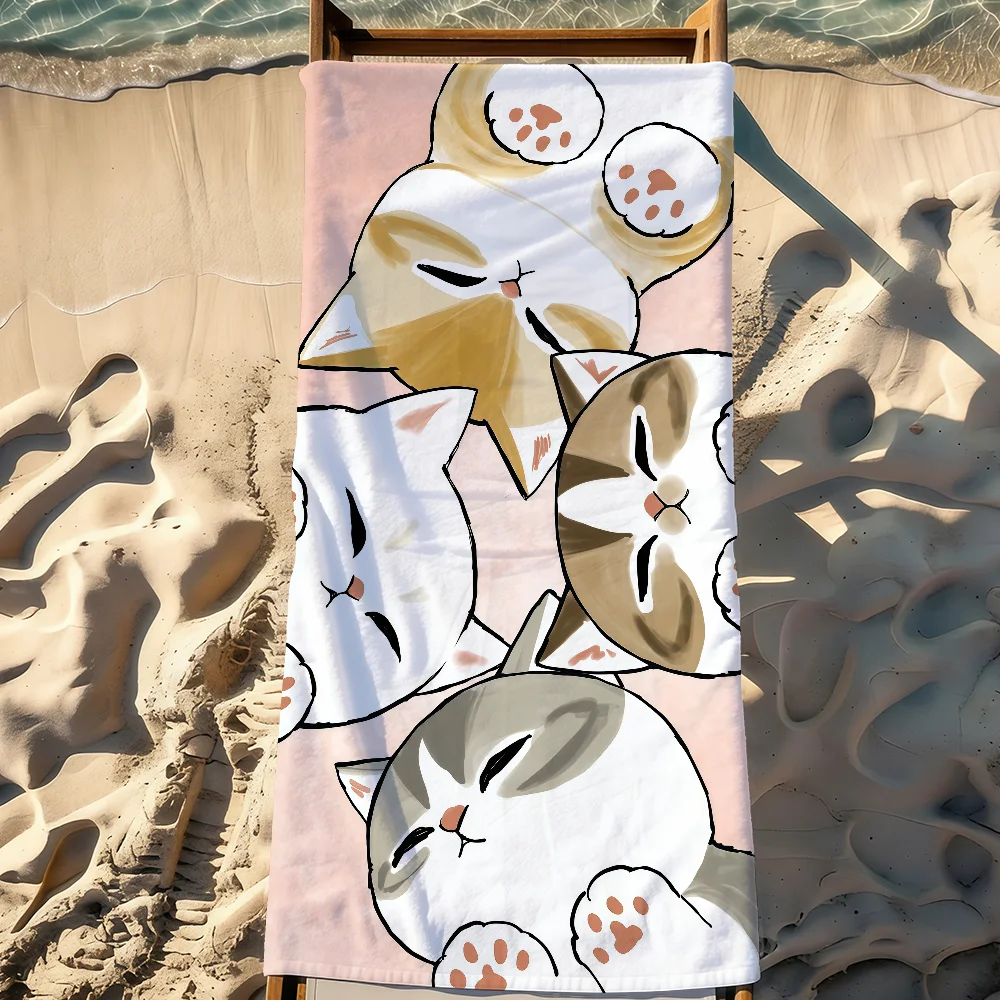 Cartoon M-Mofusand-S Kawaii Cute Cats Towel Sports Quick Dry Travel Camping Gear Sandproof Soft Light Large Beach Towel