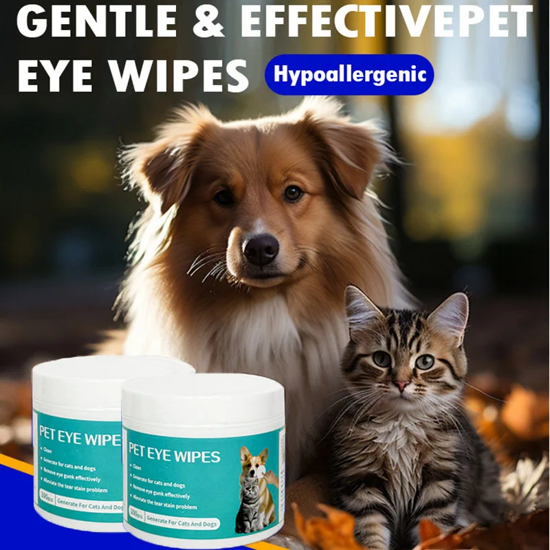 1set /100pcs Pet Cleaning Products Eye Wipes To Remove Tear Marks Cleaning Wet Tissues Universal Wet Wipes For Dogs And Cats