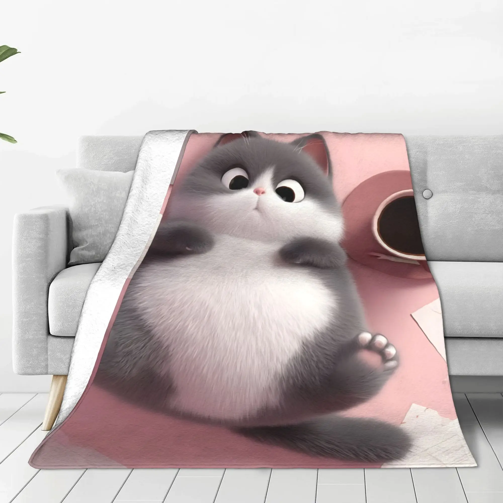 1PC British Shorthair Cat  Winter Blankets for Adults Bedding Home Interior Sofa Knee Black Friday Deals