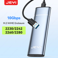 JEYI Aluminum M.2 NVME SSD Enclosure Adapter, USB 3.2 Gen 2 (10 Gbps) to NVME M-Key/(B+M) Key SSD External Case With Trim UASP