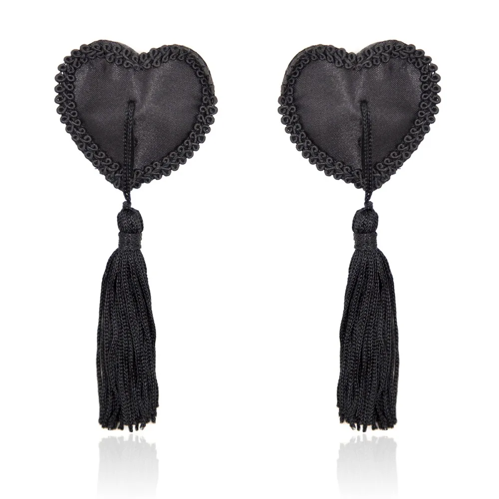 Women Heart Lace Nipple Covers Tassel Pasties Reusable Adhesive Breast Petals Exotic Lingerie Accessories For Romantic Night