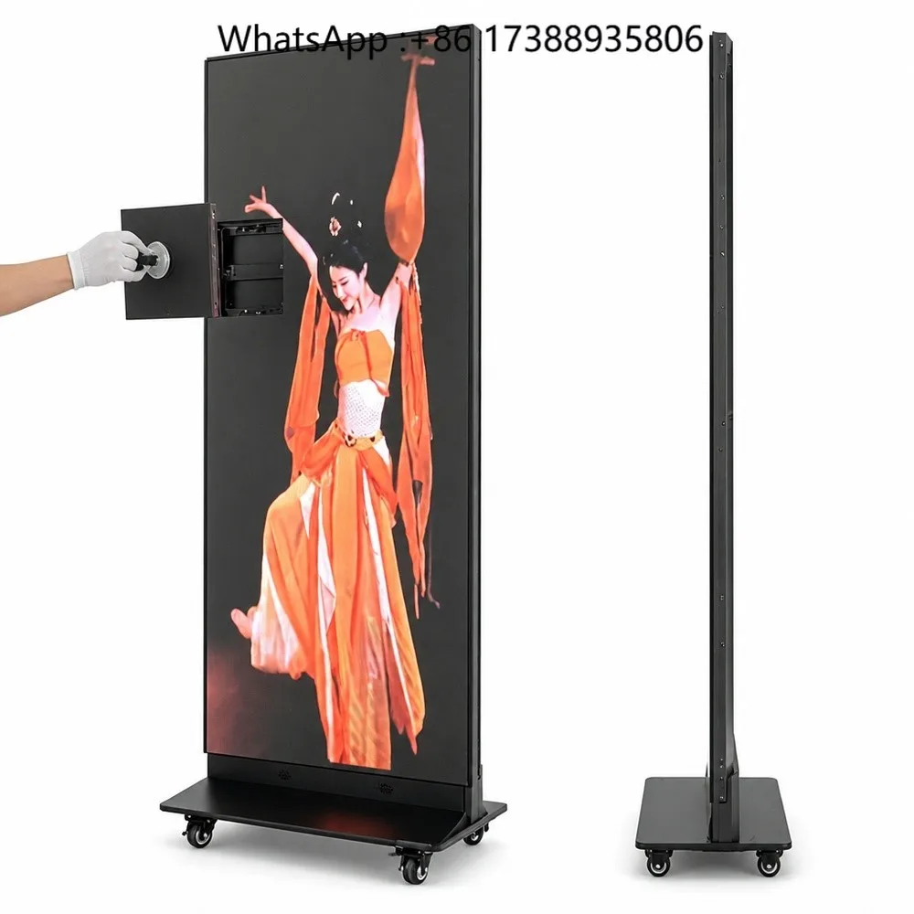 P2 Pixel Pitch LED Poster Screen Indoor Video Wall Floor Standing Digital Display with  USB LAN Interface
