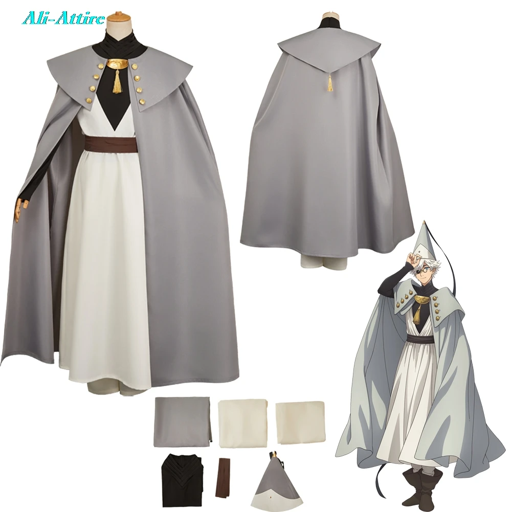

Atelier of Tongari Boushi Qifrey Cosplay Grey Top Clock Clothes Party Disguise Outfit Suits Roleplay Halloween Costume Carnival