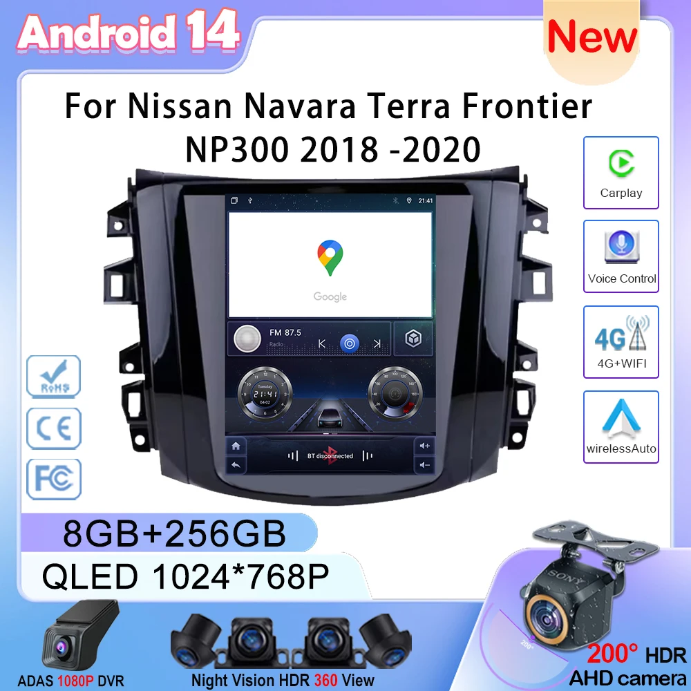 

9.7 Inch For Nissan Navara Terra Frontier NP300 2018 -2020 Android 14 Auto Radio GPS Multimedia Player Touch QLED Screen DVD IPS