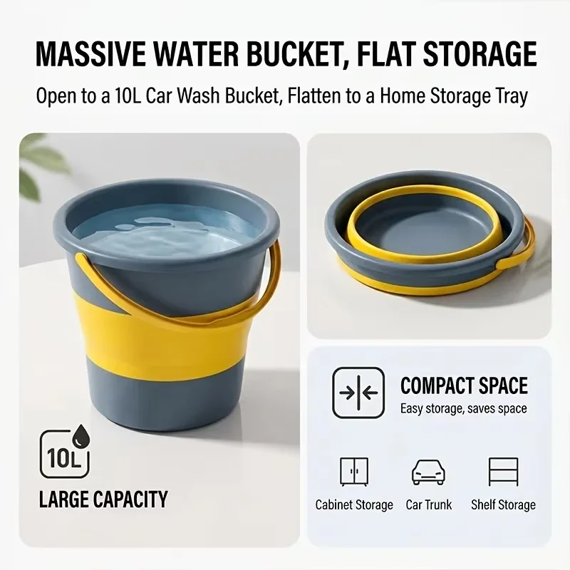 5L10L Portable Folding Bucket Multifunctional Thickened Silicone Bucket for Car Washing and Fishing Camping Folding Bucket