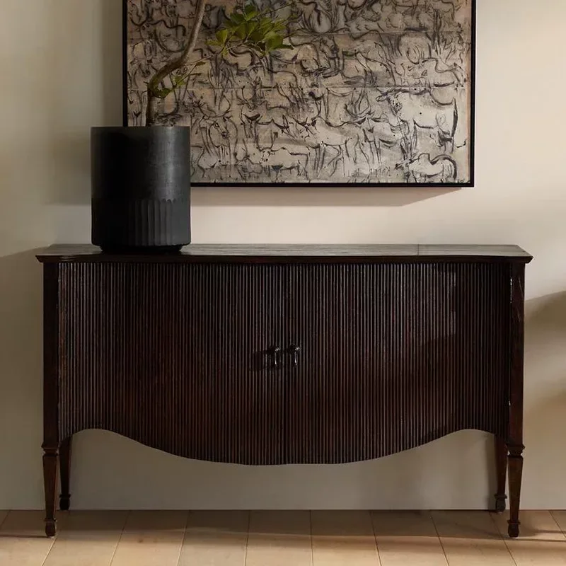 Medieval Solid Wood Porch Cabinet Entryway Console Table Partition Storage Unit for Small Apartment Living Room