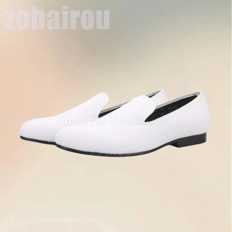 Mocassins en Daim Blanc Rond pour Homme, Chaussures Luxueuses à Enfiler, Faites à la Main, pour ix, Banquet, Mariage, Rencontres