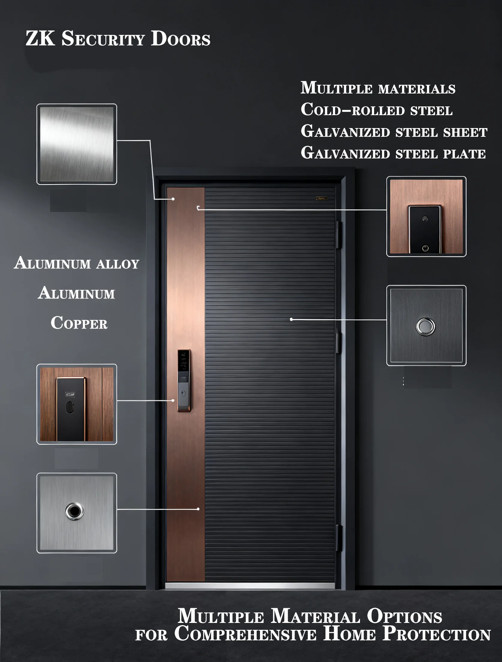 Front DoorFront Door For House Finished Aluminum Entry Door Security Outdoor For Hotel And Villa Exterior Puertas De Exterior