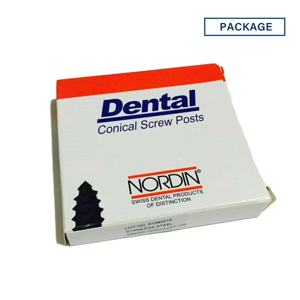 Kit di ricarica per perni a vite conici dentali in acciaio inossidabile assortiti materiali dentali per denti120 pezzi/confezione impianto dentale