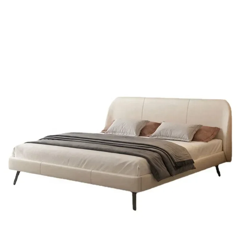 Italian minimalist king size bed modern queen bed frame bedroom furniture upholstered bed