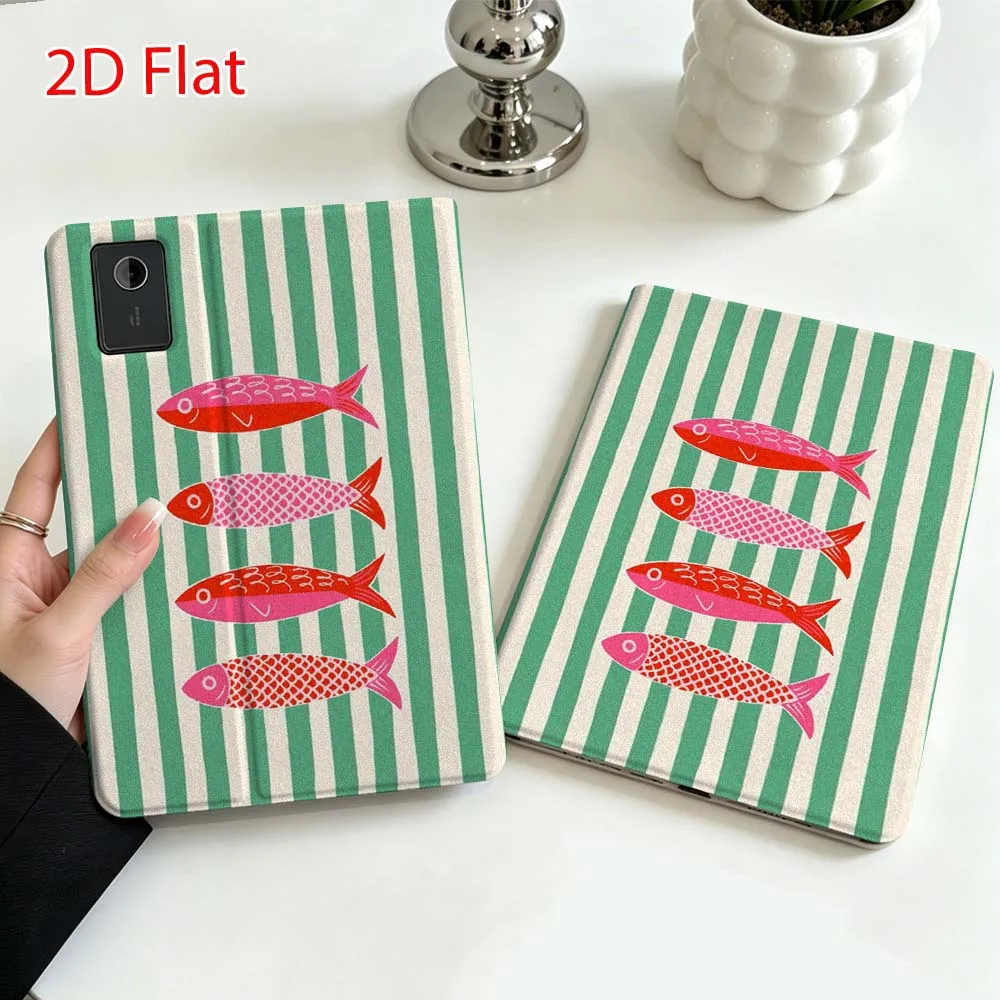 Line Fish Art Pattern Soft For Lenovo Xiaoxin Pad Pro Tab P12 P11 11 13 11.2 inch K11 Plus Pen Tray Tablet Case