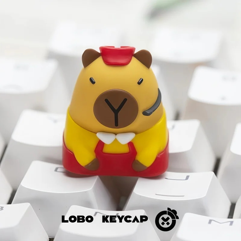 Capibala Original-Tastenkappe, niedlich, durchscheinend, kreatives Harzmaterial, individuelles Geschenk, geschichteter Tropfkleber, Kreuzachsenloch, ESC-Position