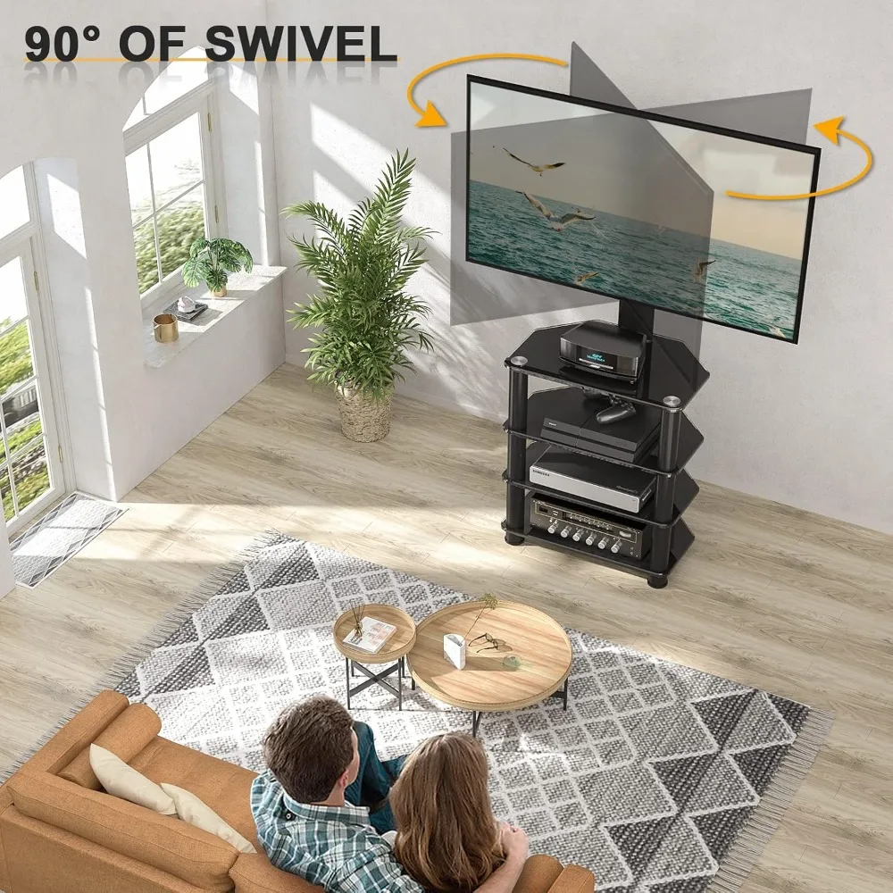 TAVR 4-Tiers Media Component Swivel TV Stand for 32-70 inch TVs