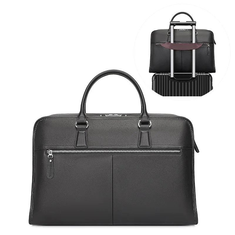 กระเป๋าเอกสารผู้ชายหนังคลาสสิกสําหรับธุรกิจกระเป๋าแล็ปท็อปขนาด 15.6 นิ้ว