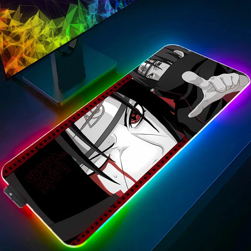 

LED NARUTO Uchiha Itachi big Mouse pad Computer Laptop Anime Keyboard RGB Mouse Mat Mousepad Keyboards Gamers Backlight Desk Mat