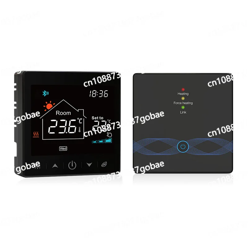 

WIFI Graffiti Black Wireless Thermostat RF433 Gas Wall-mounted Boiler Desktop Intelligent Thermostat APP Control