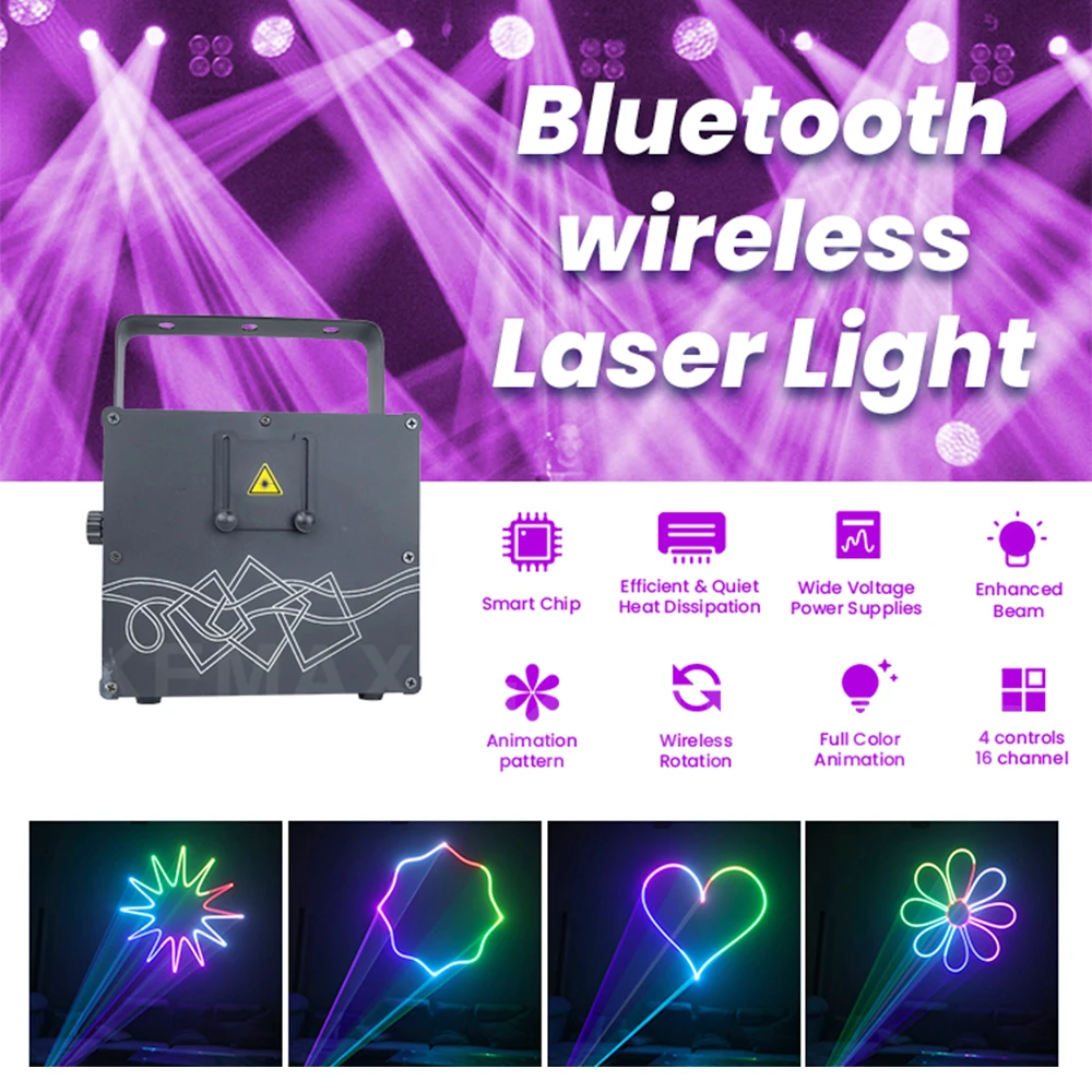 3W 4W 5W RGB Bluetooth APP Laser Light DMX Wireless Laser Cube DJ Equipment 3D Animation Projector For Party Wedding Live Stage
