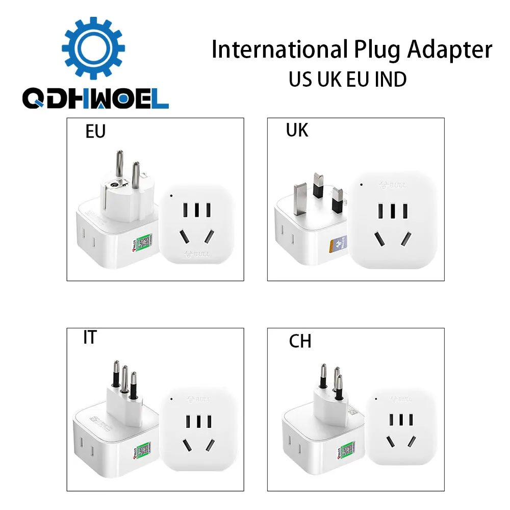 

QDHWOEL High Quality Practical Universal US UK EU IND IT CN CH RSA Power Adapter Travel Plug Converter 2 Flat Pin