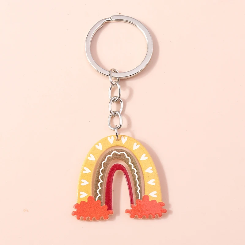 Niedliche Regenbogen Schlüssel anhänger Emaille Pflanze Kaktus Sonne Charms Schlüssel ringe Souvenir Geschenke für Frauen Männer Auto Schlüssel Handtasche Anhänger Schlüssel anhänger – Detail 12