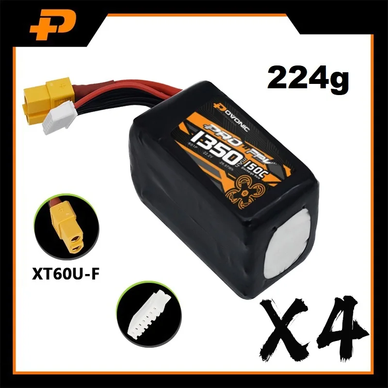 RC FPV 비행기 쿼드콥터 헬리콥터 드론 부품용 리포 배터리, 22.2V 배터리, 1350mAh 150C, 6S 22.2V, 4 개