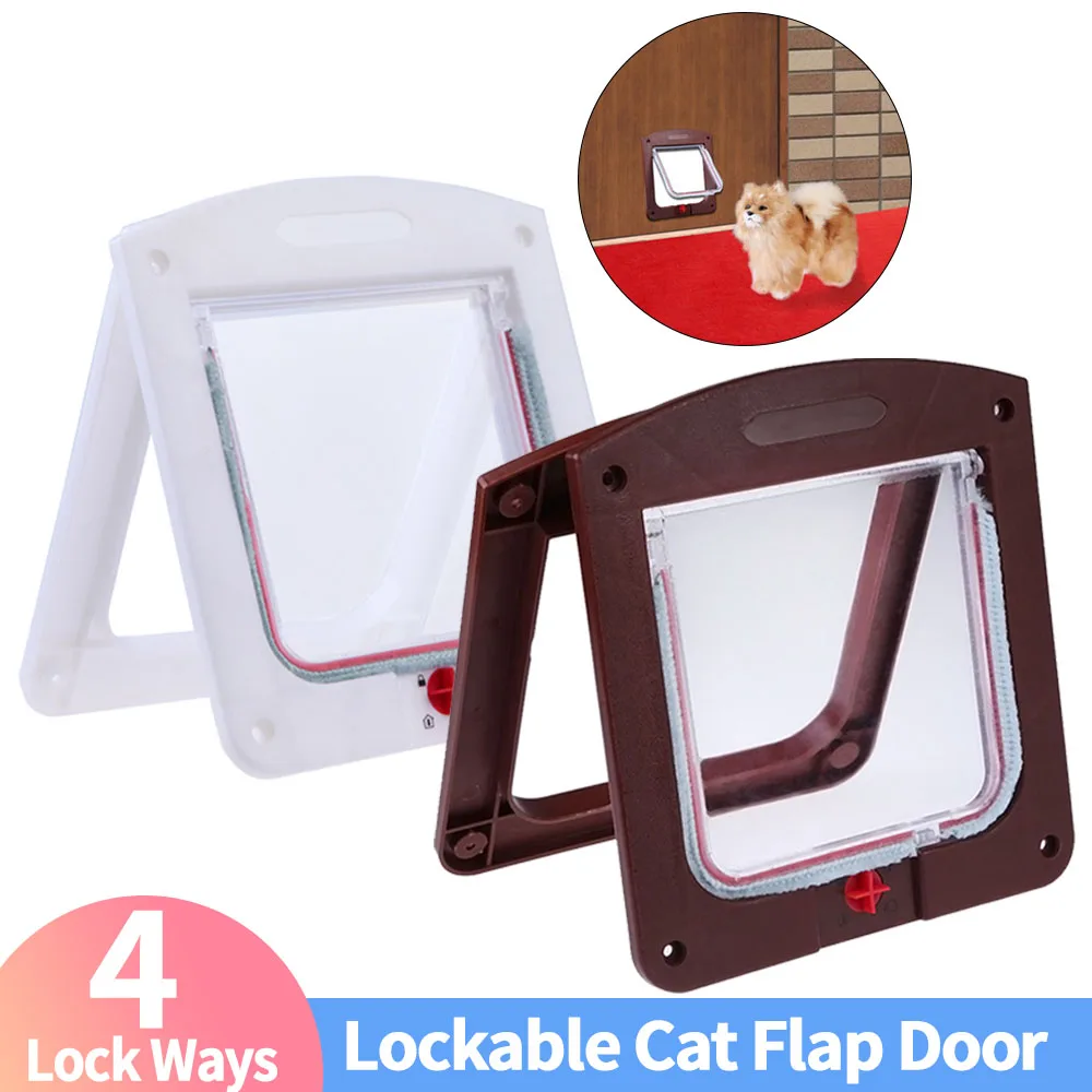 Cerradura con cerradura para mascotas, puerta Interior resistente a la intemperie para perros y gatos, diseño transparente conveniente