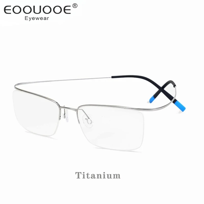 100% β Titanium Eyebrow Rim Optical Glasses Frame Men Glasses Frame Ultralight  Prescription Eyeglasses Clear Eyewear